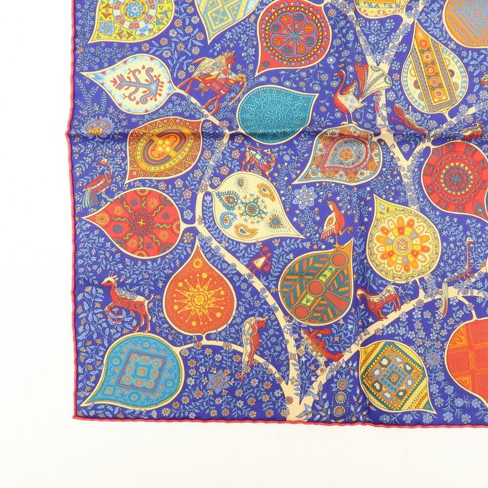Hermes Carre 45 L'Arbre de Vie Silk Scarf Blue - Picture 9 of 10